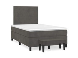 Vidaxl Cama Boxspring Com Colchão 120x190 Cm Veludo Cinzento-escuro