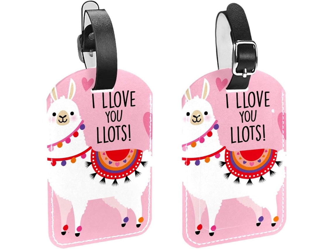Conjunto De 2 Etiquetas Bagagem Em Couro Pu Com A Inscrição I Love You Llots