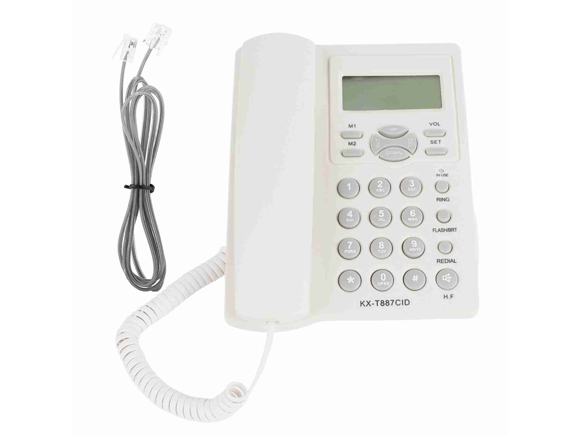 Telefone Fio Com Alto-falante E Display Lcd, 3 Alarmes, Sem Fio Semi-livre, Branco