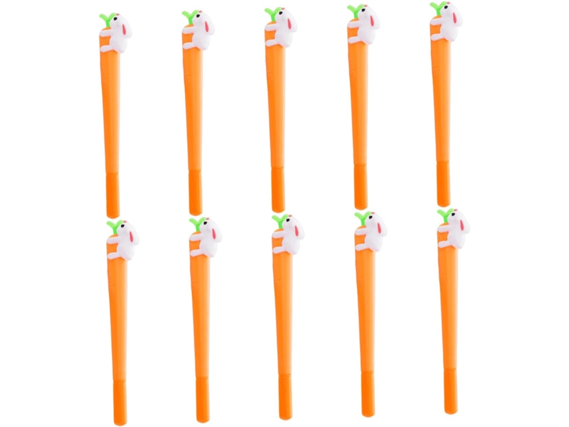 Conjunto De 10 Canetas Esferográficas Com Estampa Coelho E Cenoura