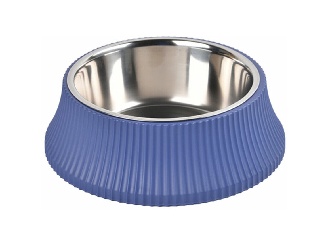 Tigela para Animais de Estimação em Formato de Coluna Romana, Removível e Anti derramamento, em Aço Inoxidável, Azul, Grande e Circular AQUAFORGE