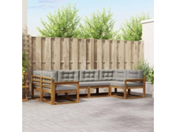 Vidaxl Conjunto De Sofás Para Exterior 6 Unid. Cinza Natural E Claro