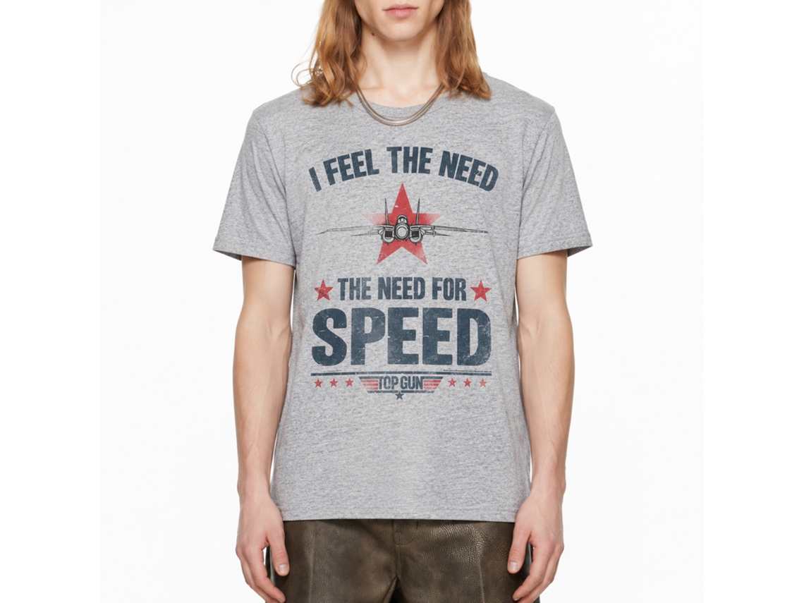 Rockinstone Top Gun Movie Needing Speed Heather Gray Adult T-shirt Size:xxxl
