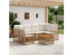 Vidaxl Conjunto De Sofás Para Exterior 7 Unid. Natural E Branco Creme