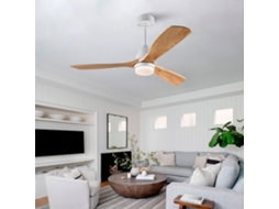 Ventilador Teto 52 Pol com Luz Madeira Natural e Motor Silencioso BRAVENTO