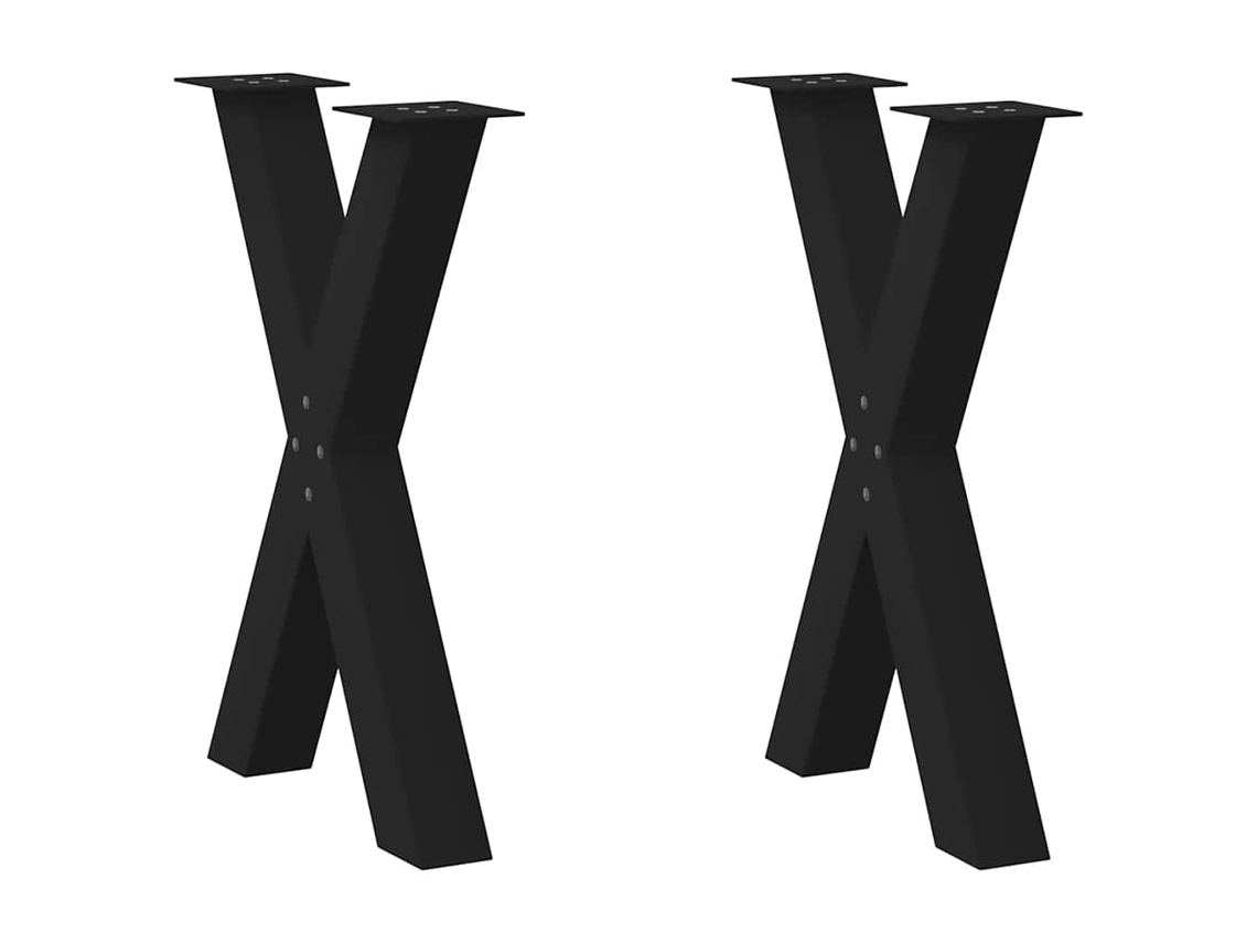 Vidaxl Pés Para Mesa De Jantar Em Formato De X, 2 Peças, Preto, 50x(72-73) Cm, Aço