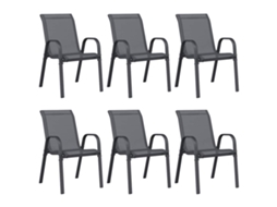 Maison Exclusive - Cadeiras De Jardim Empilháveis 6 Pcs Textilene Cinzento