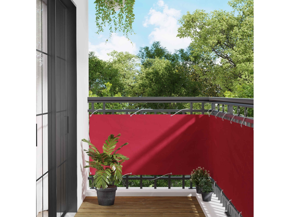 Vidaxl Tela De Varanda 75 X 200 Cm Tecido Oxford Retangular Vermelho