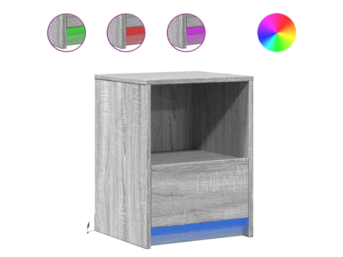 Bedside Cabinet, Bedside Cabinets Vidaxl Cinzeto Madeira Processada (n/a)