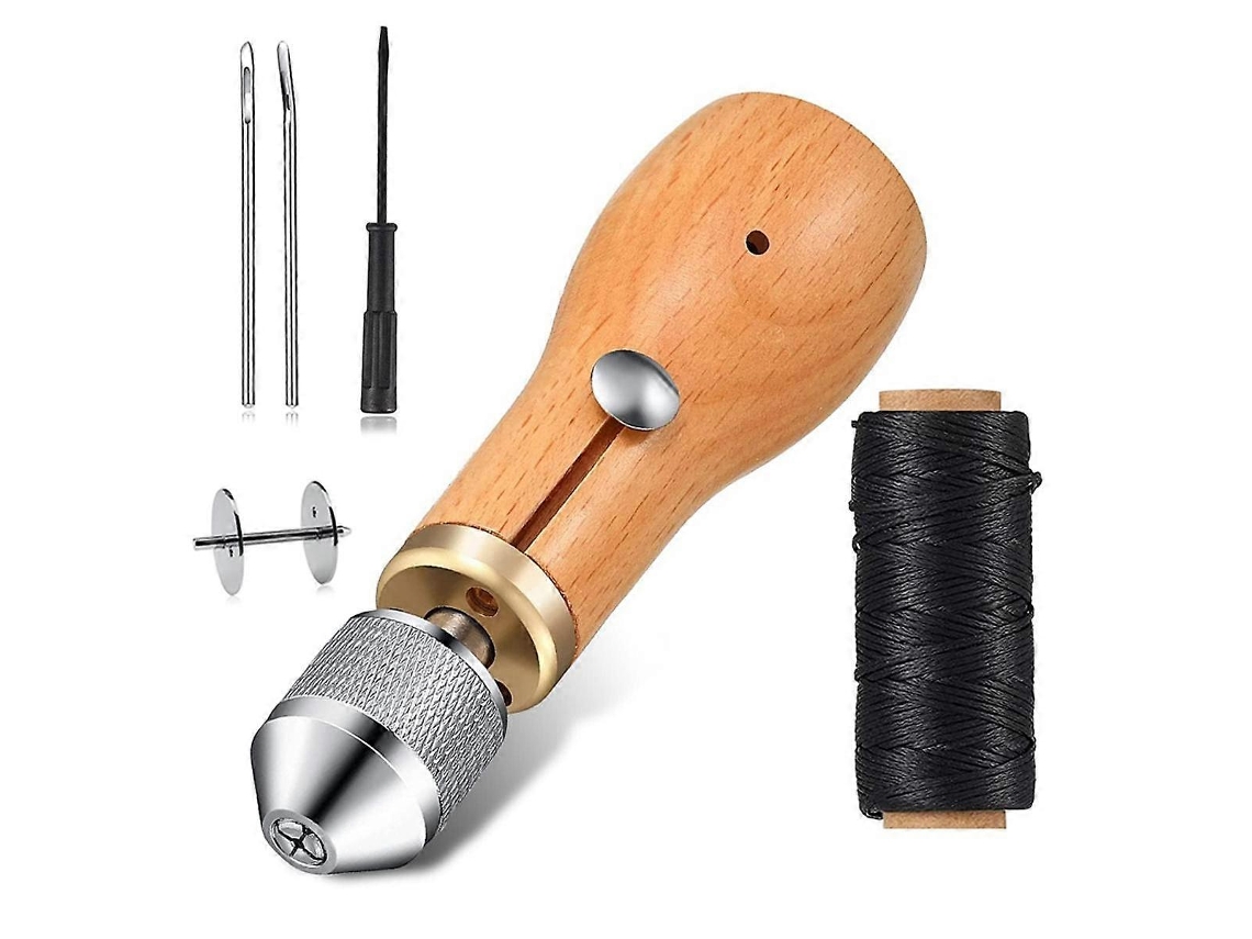 Kit de Costura em Couro, Ferramentas Artesanais, Máquina de Costura Manual, Ponto Corrente, Linha e Agulhas para Sapateiro Faça Você Mesmo AQUAFORGE