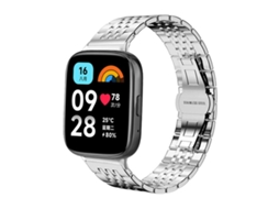 Bracelete Para Redmi Watch 3 Active / Lite - Aço Inoxidável - Sete Esferas (20mm) Prata