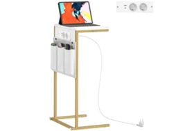 Mesa Lateral com Padrão de Mármore Usb Carregamento Armazenamento 25,5x40x71 Cm | SINI TECH STORE
