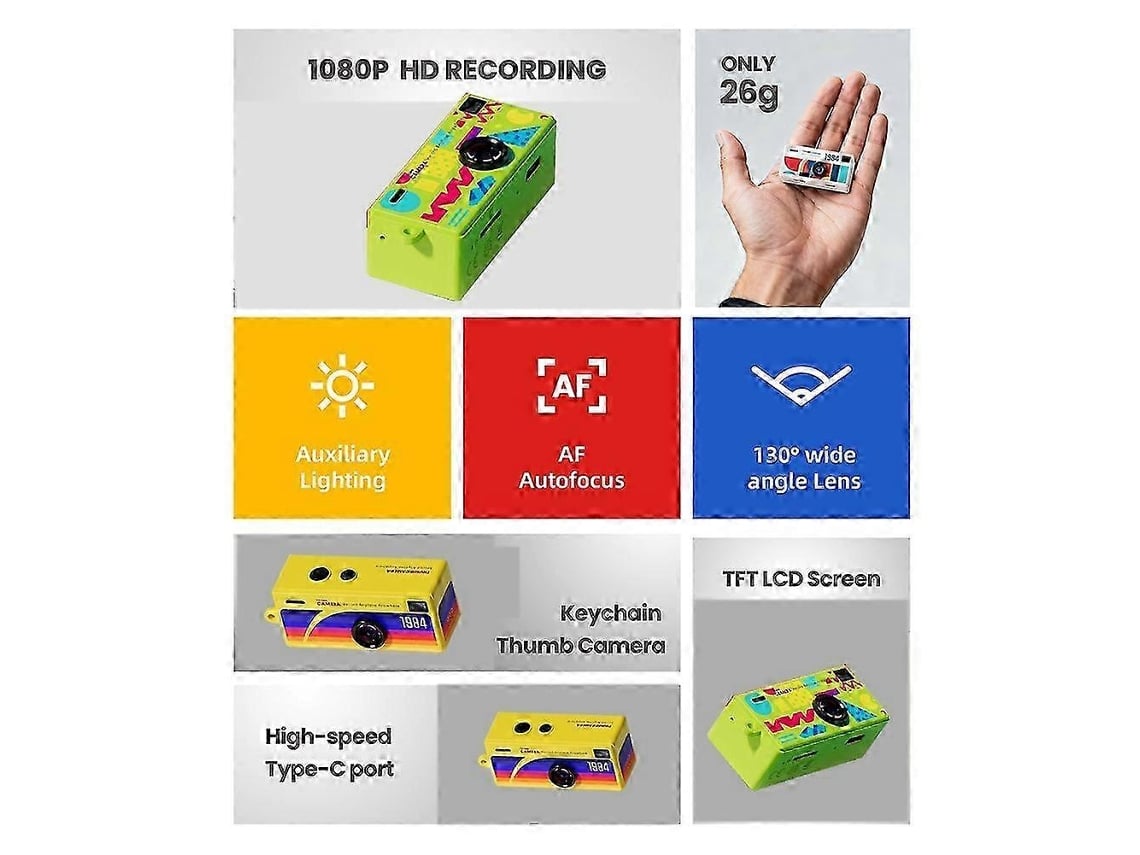 Mini Câmara De Vídeo Retro 1080p Com Ecrã De 0,96 Polegadas Para Vlog E Uso Diário