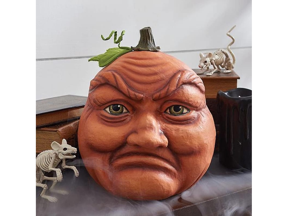 Decoração De Abóbora De Halloween 6.6 Polegadas, Cabeça De Abóbora Com Expressão Grotesca Para Decoração De Halloween