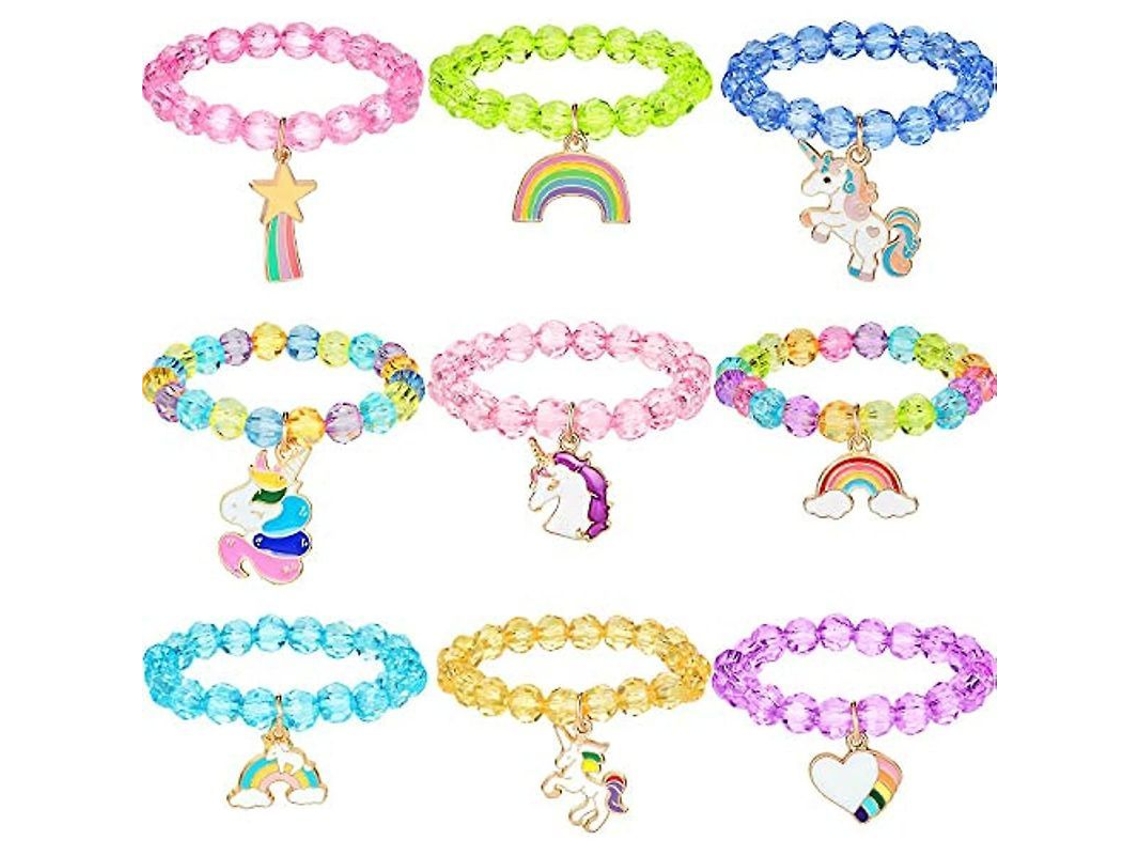 Pulseras De Unicornio Coloridas Para Meninas 9 Estilos Diferentes Pulseras De Pérolas Arco-íris Para Festas De Aniversário Presentes