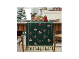 Rolo De Mesa De Natal, Papai Noel Bordado Verde, Bandeira De Presente/chá, Para Mesa De Jantar/estante De Tv, Decoração De Férias