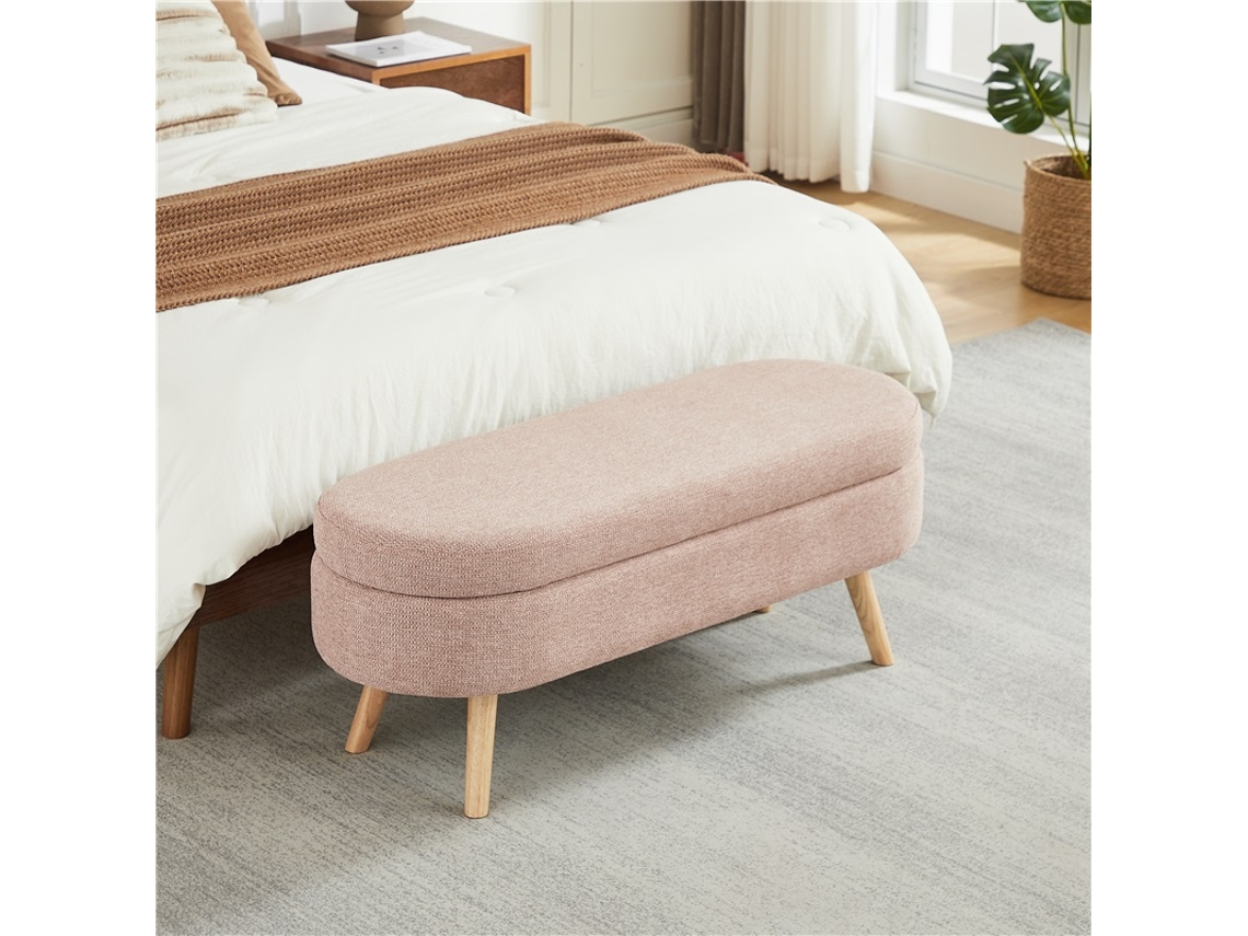 Banco Armazenamento 110cm Chenille Sapateira Quarto Corredor