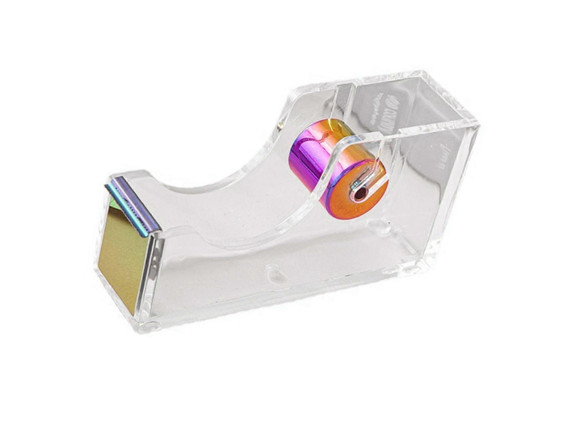Dispensador de Fita Adesiva Moderno com Recurso Destaque Manual, Núcleo Metal, Ideal para Organização Mesas em Escritórios, Escolas e Re GOKOCO