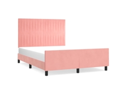 Bed Frame With Headboard, Bed Frames With Headboards Vidaxl Cor-de-rosa Veludo (140 X 190 Cm)