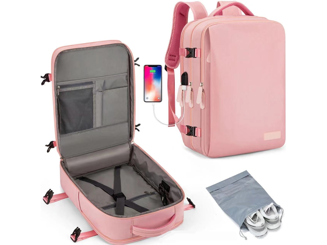 Mochilas De Viagem — Mochilas Impermeáveis Para O Dia A Dia, Ideais Para Viagens, Com Grande Capacidade Para Laptops E Uso Escolar, Na Cor Rosa.