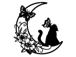 Laxiscreed Decorativo Gato E Lua Em Metal Preto Para Parede – Ideal Para Sala Ou Sala De Estar
