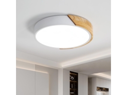 Plafonier Led Redondo De Madeira 24w,luz Branca Frio 6000k,luminária De Teto Moderna Ø30x5cm Para Banheiro,quarto,cozinha,sala,escritório (branco)