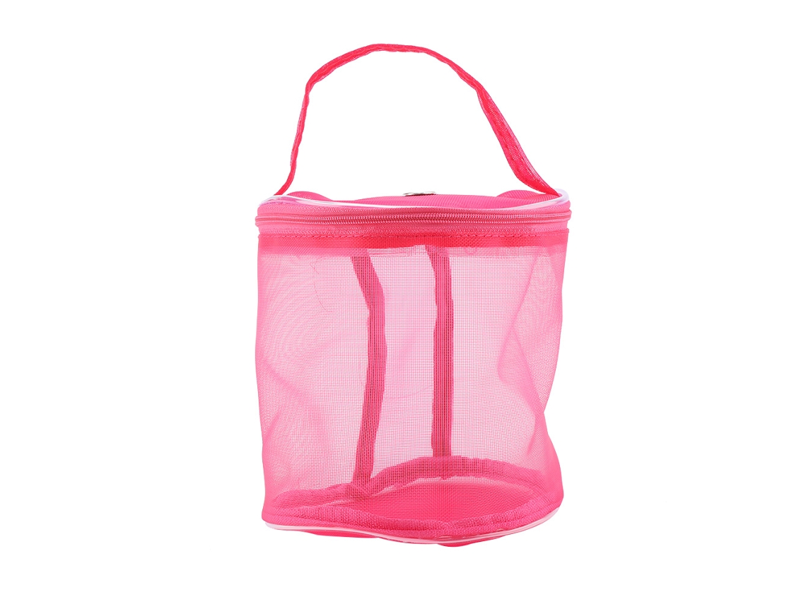 Bolsa de Armazenamento Portátil Cilíndrica Malha para Lã e Fios Vermelho rosa | S/MARCA
