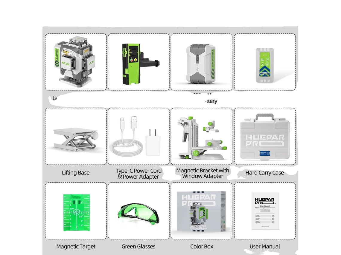 Nível A Laser De Linha Cruzada 4d, Alta Precisão ±2mm/10m, Bateria De 8000mah,z04cg Com Receptor Oem