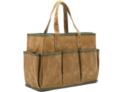 Bolsa de lona encerada com 10 compartimentos externos para jardineiros e equipamentos de manutenção não locais, cor cáqui.