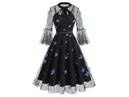 Roupas de Natal Retrô Malha Bordado Patchwork Vestido de Duas Peças L