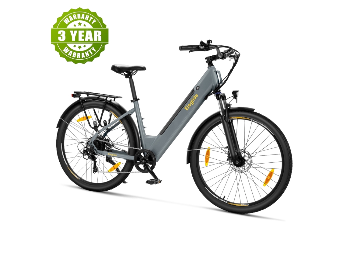 Bicicleta Elétrica Eleglide T1 St Cinzenta Até 100km Bateria Removível Quadro Rebaixado Confortável Shimano 7 Velocidades Porta-bagagens 27.5''