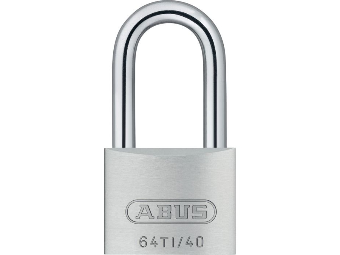Cadeados Abus 64ti/40 de alumínio e titânio com alça de aço revestido, 40 x 55 x 14 mm
