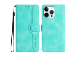 Capa Em Couro Pu Para Iphone 16 Pro Max - Azul Bebé