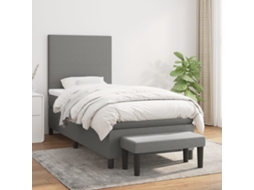 Cama Com Molas/colchão 100x200 Cm Tecido Cinza-escuro