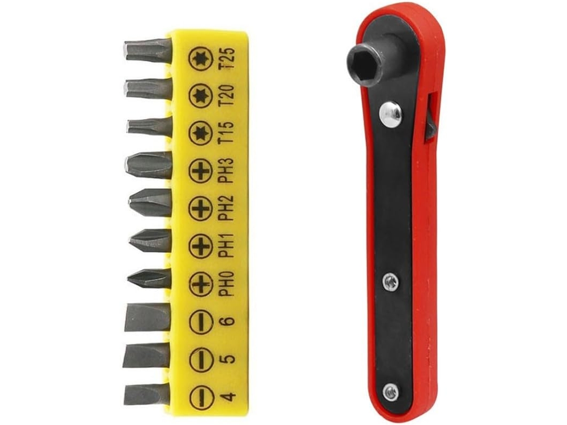 Chave De Fenda Com Catraca E 10 Bits Hexagonais Para Espaços