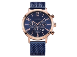 Relógio masculino de metal à prova d'água, com pulseira ajustável e design minimalista.