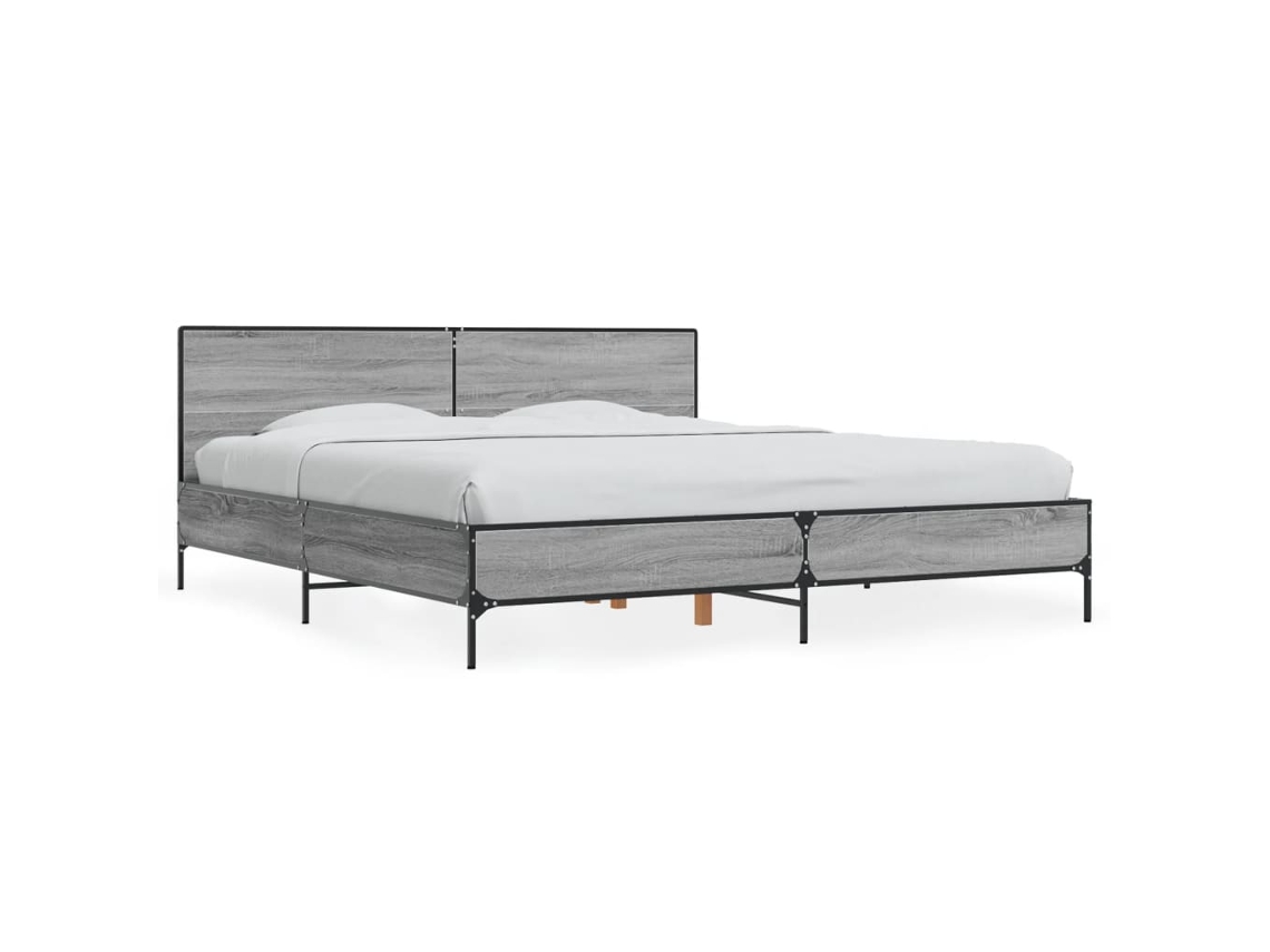 Bed Frame, Bed Frames Vidaxl Cinzeto Madeira Processada (200 X 200 Cm)