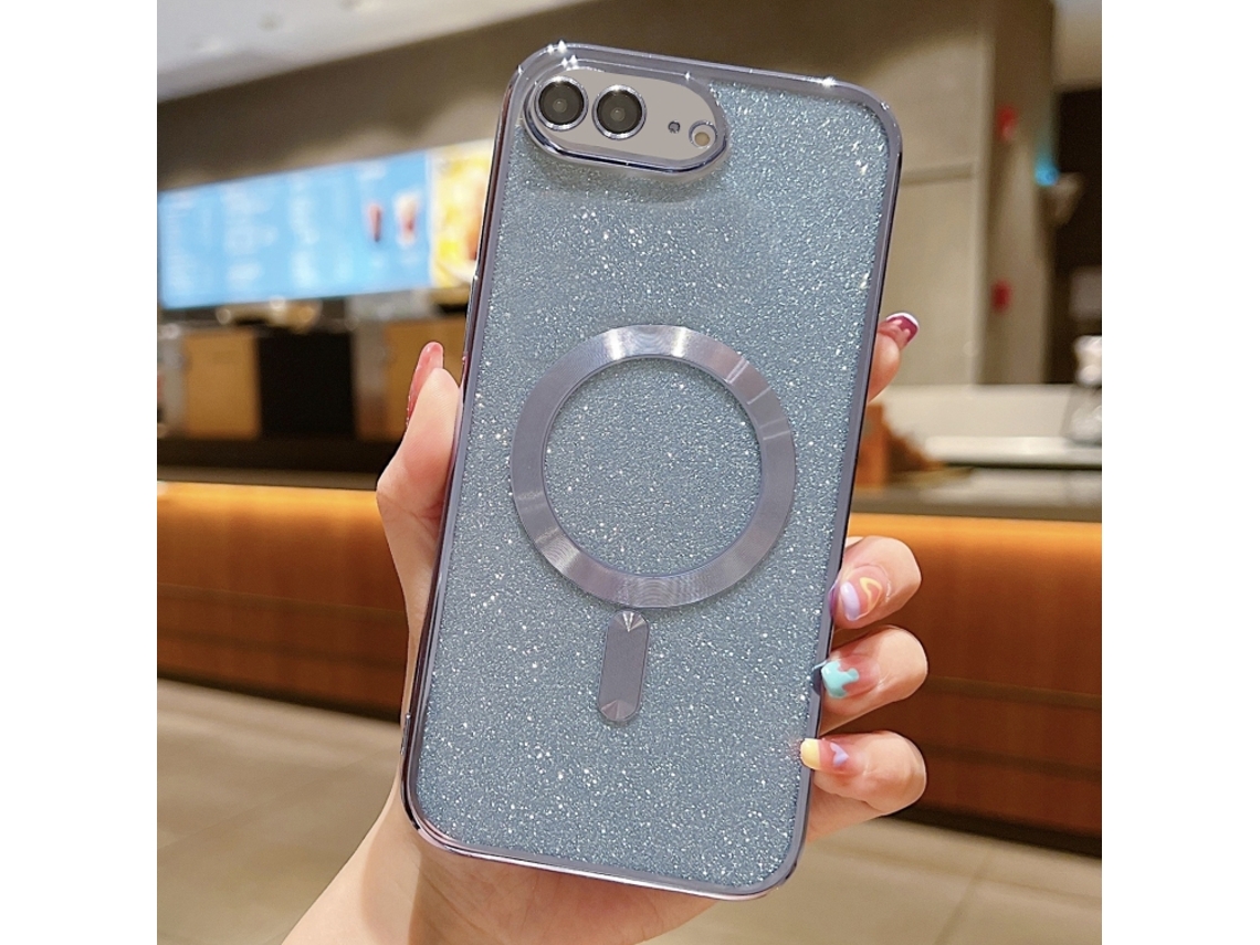 Capa De Tpu Para Iphone 8 Plus - Glitter - Acabamento Eletroplástico - Magsafe