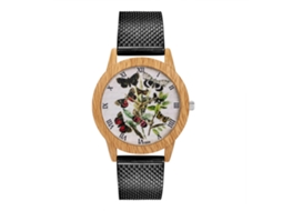 Reloj De Pulsera Analógico De Cuarzo Con Correa De Malla Unisex Zhoulianfa Negro Lujo Simple