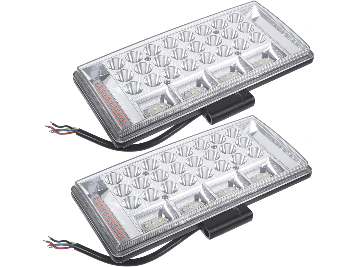 Conjunto de 2 faróis LED para trabalho, condução e sinalização em carros e caminhões.