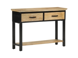 Vidaxl Mesa Consola 110x30x75 Cm Madeira De Mangueira Áspera Maciça