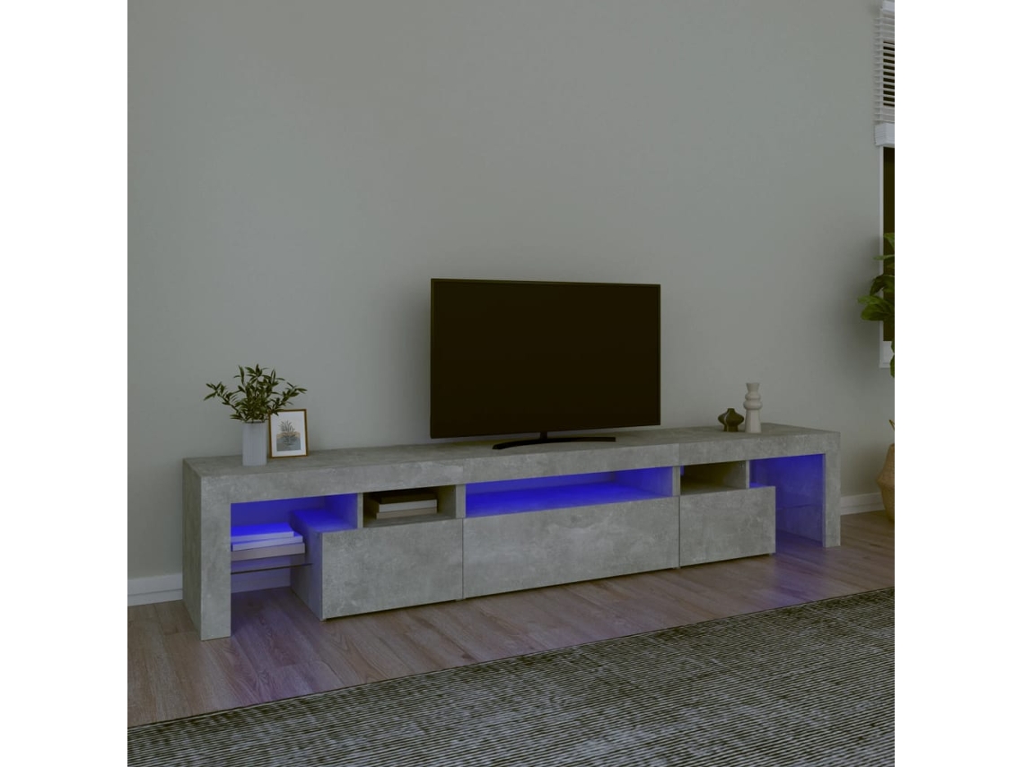 Vidaxl Móvel De Tv Com Luzes Led 215x36,5x40 Cm Cinzento Cimento