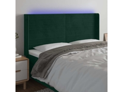 Vidaxl Cabeceira De Cama C/ Led Veludo 203x16x118/128 Cm Verde-escuro