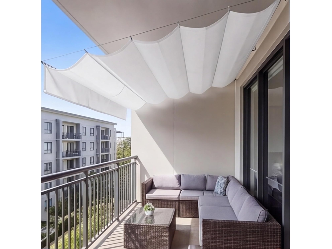 Toldo Retrátil À Prova D'água Com Proteção Uv Em Tecido Pes Para Pátio, Terraço