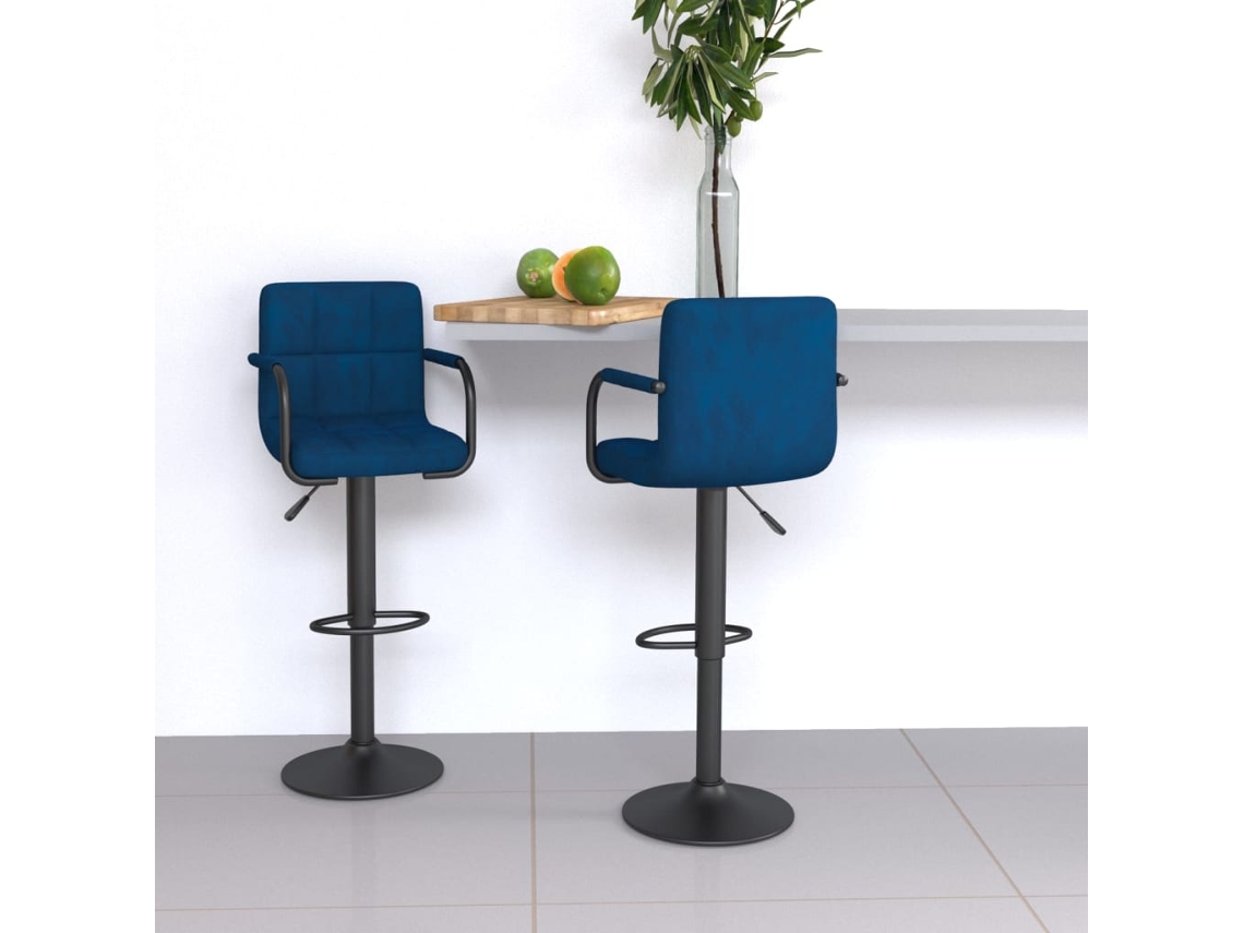 Vidaxl Bancos De Bar 2 Pcs Veludo Azul