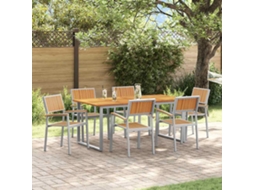 Vidaxl Conjunto De Jantar Para Jardim 7 Pcs Cinzeto