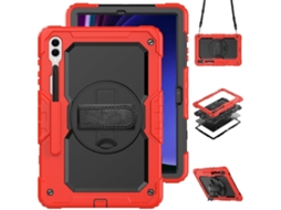 Lurelia Capa Protetora Para Samsung Galaxy Tab S9 Fe Plus Sm X610/x616b, Rotação 360º, Anti-queda, Silicone, Vermelho