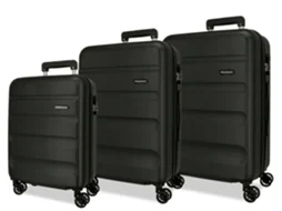 Conjunto de 3 Malas de Viagem ROLL ROAD Flex Preto (55/65/75cm - 35/56/91L)