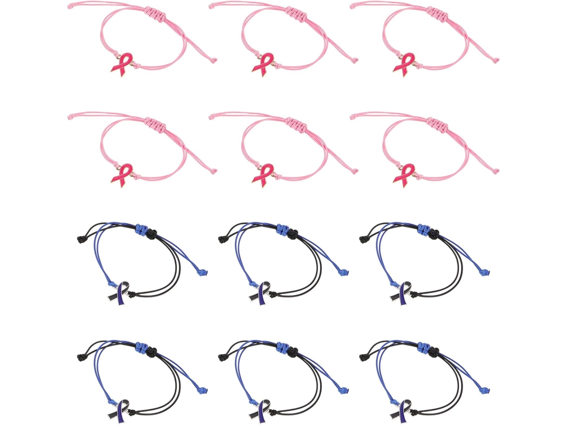 Conjunto De 12 Pulseiras Ajustáveis De Cordão Trançado Bicolor Para Mulheres.