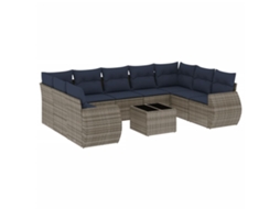 Conjunto de Sofá de Jardim, 10 Peças, Almofadas, Rattan Cinza MAISON EXCLUSIVE